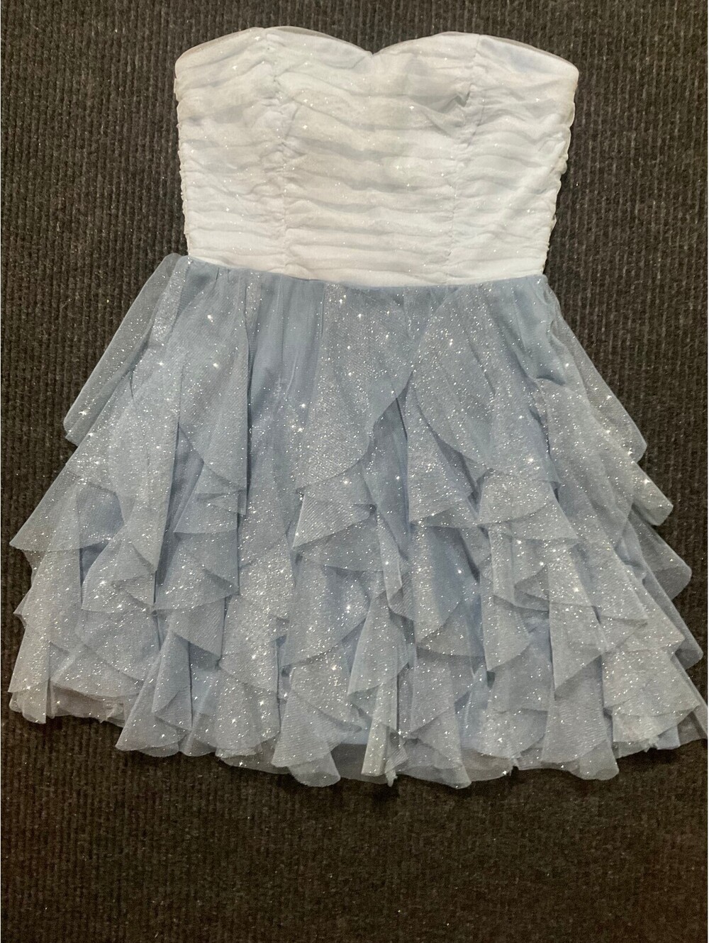 Deb Sweetheart Neckline Strapless Dress with Glitter Ruffle Skirt, Size 3